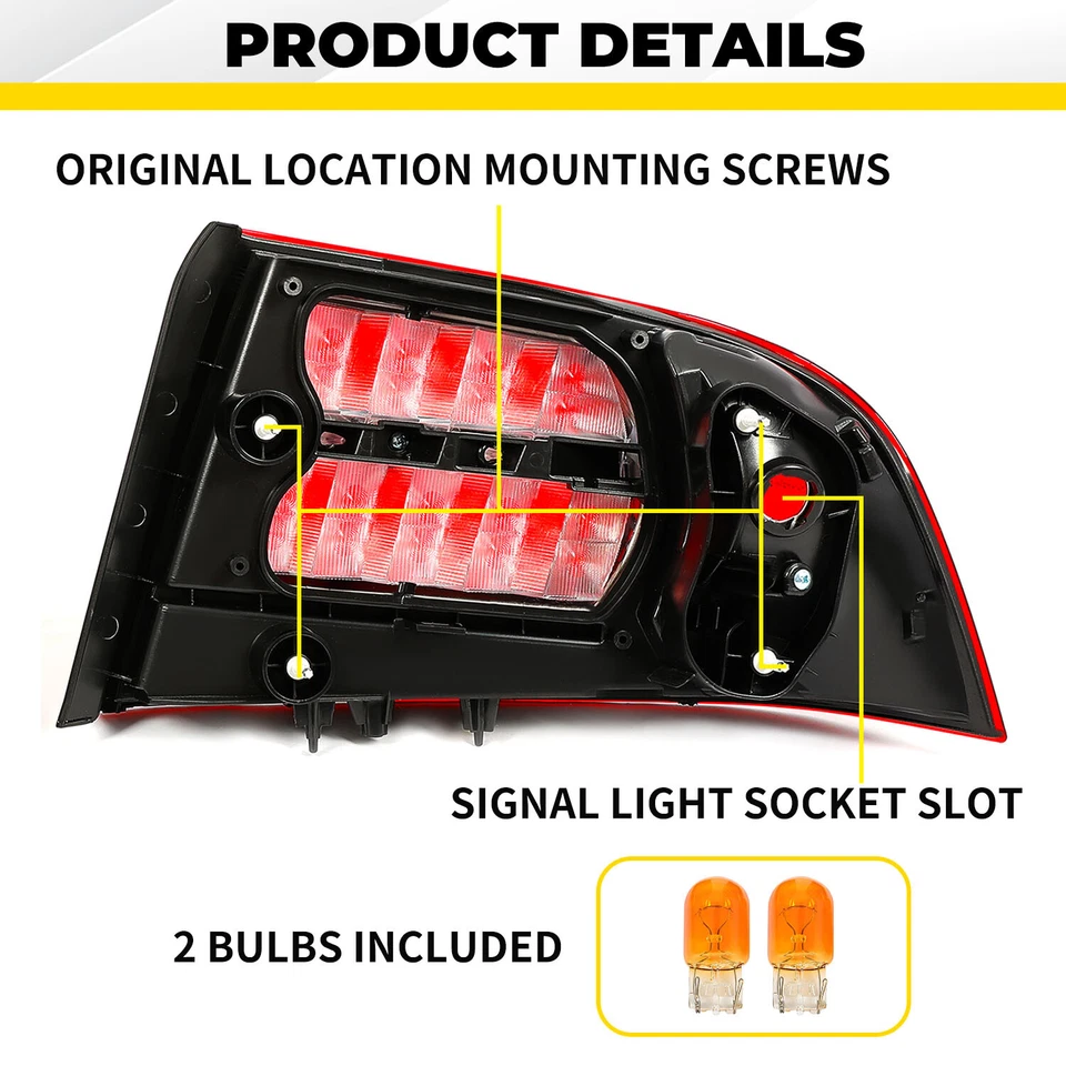 For 2004-2008 Acura TL Type-S Tail Lights Brake Lamps w/Bulbs 2005 2006 2007 - Image 3 of 4