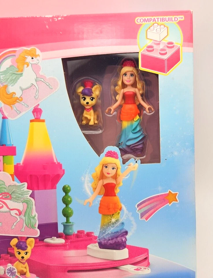Mega Bloques Barbie Arco Iris Princesa Castillo Construcción Juguete Set 81 Piezas Cachorro Foto 2 de 3