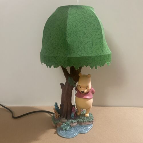 Winnie The Pooh Tree Lamp with Green Shade Pull Switch Vintage 16” x 9” Disney - Picture 1 of 17