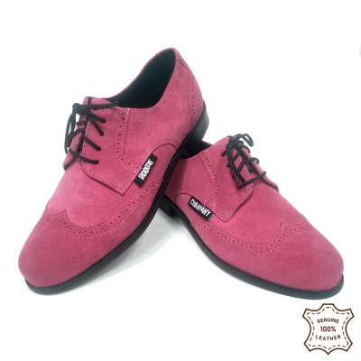 Real suede leather, Wingtip, Pink shoes, Rockabilly Shoes, Brogue, Oxford 