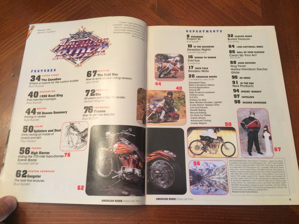 Vintage American Rider Magazine February 1996 95 Race Review Custom ...