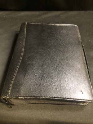 Vintage Day Runner Classic Edition Genuine Black Leather-Zipper Closure-8''x10''x1