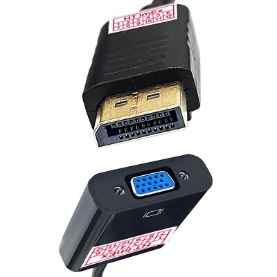 DisplayPort DP zu D-Sub VGA M/F Adapter Konverter Hochauflosendes Video Schwarz