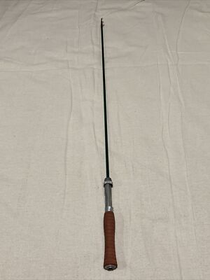 antique green collapsimg fishing pole VTG Extendable Steel Bristol Fishing Rod USA Green Red