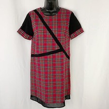 TOBI Plaid Shift Mini Dress Red Black Extra Small
