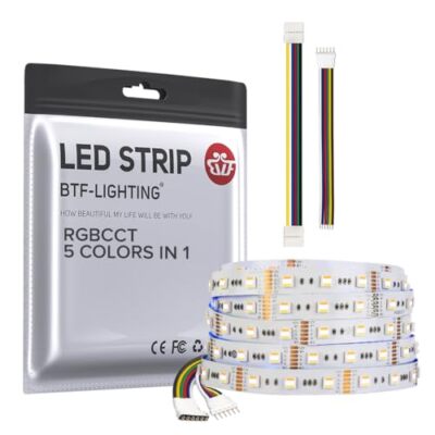 BTF-LIGHTING RGBCCT 5 Colors in 1 LED 5050SMD RGBWW RGB+Dimmable Tunable Colo...