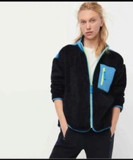 J CREW Women's Size XS Superplush Sherpa Full Zip Fleece Jacket Navy NWT 128