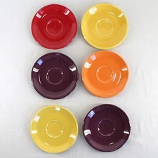 Homer Laughlin Fiesta Saucer Plates Lot of 6 Yellow Purple Red Orange 5 7/8"