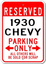 Personalized 1930 30 CHEVY Parking Sign Custom Chevrolet Garage Wall Plaque