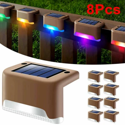 8XSolar Color Changing Led Bright Deck Step Lights Outdoor Garden Patio Lighting