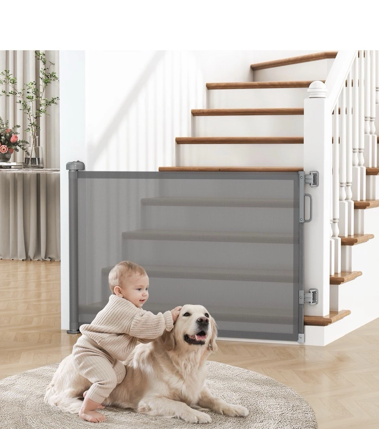Retractable Baby Gates Mesh Dog Gate Pets Doorways Extends Up To 55" Wide Gray
Opens in a new window