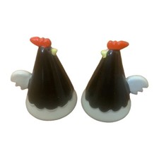 Vintage Takahashi Black Rooster Salt & Pepper Shaker Set Cottage Farmhouse Japan