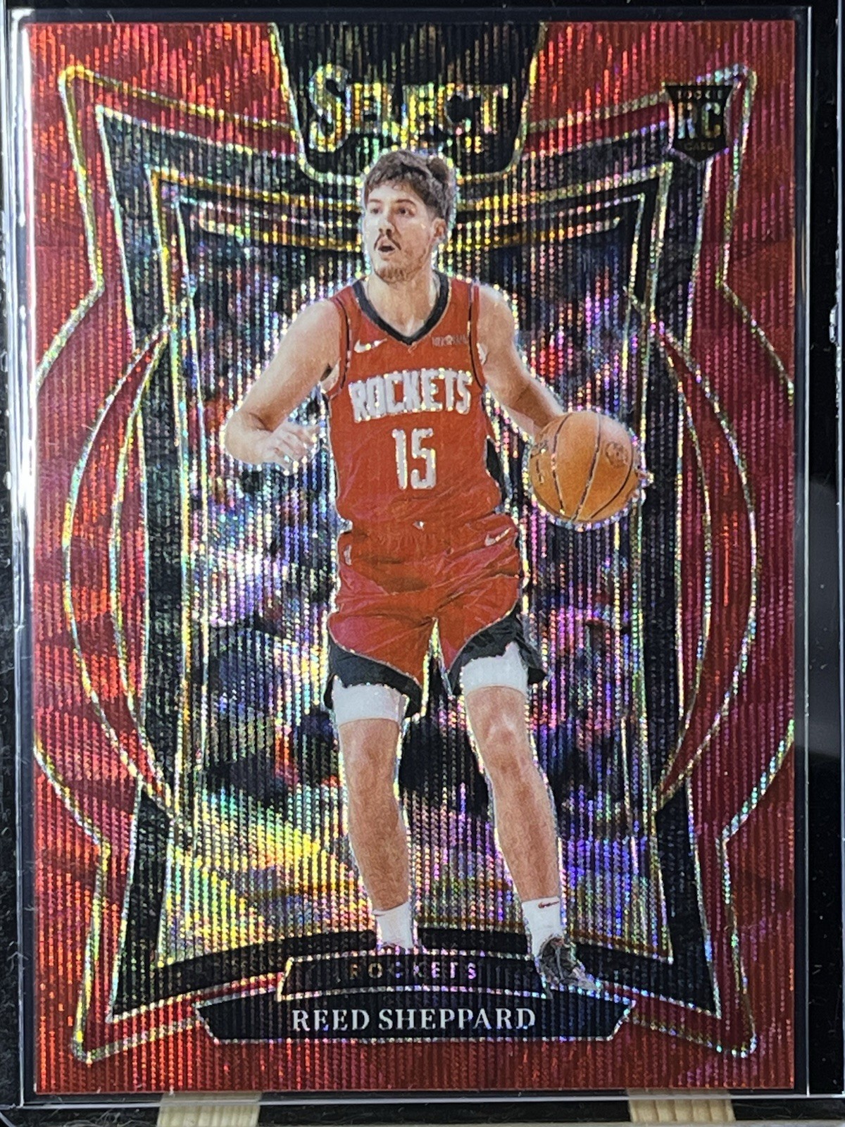2024-25 Panini Select Reed Sheppard #68 RC Red Wave Color Match Rookie Rockets