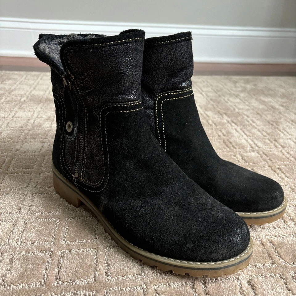 Botas Eric Michael Denver para mujer 39 gamuza negras holgadas forradas de piel sintética cálidas acogedoras Foto 3 de 4