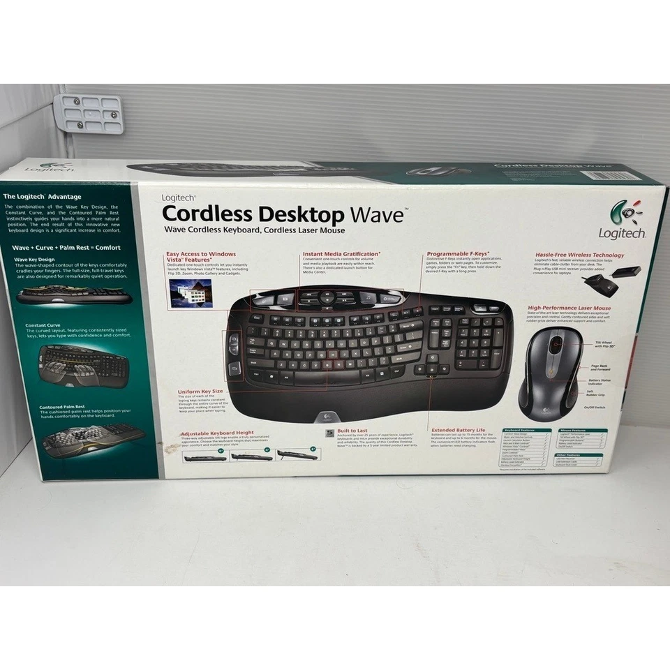 Logitech Cordless Desktop Wave Wireless Keyboard Laser Mouse Combo 920-000264 - Image 4 of 4