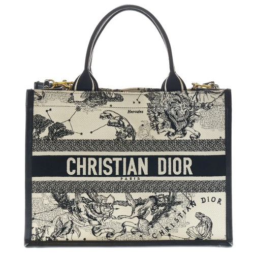 Christian Dior Book Tote Black / Ivory Women's Bag #BRG1042