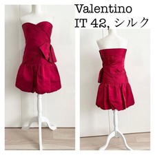 Valentino Red Silk Strapless Mini Dress with Ribbon Detail IT42/M-L