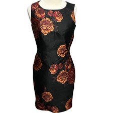 Aquilano Rimondi Sheath Dress 40 US S Black Floral Italy Romantic Euro Summer