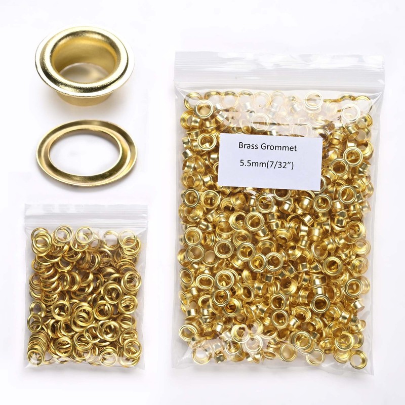 Yescom 500 sets Grommet Kit 7/32 inch 5.5mm Size #0 Solid Brass Eyelets Washers