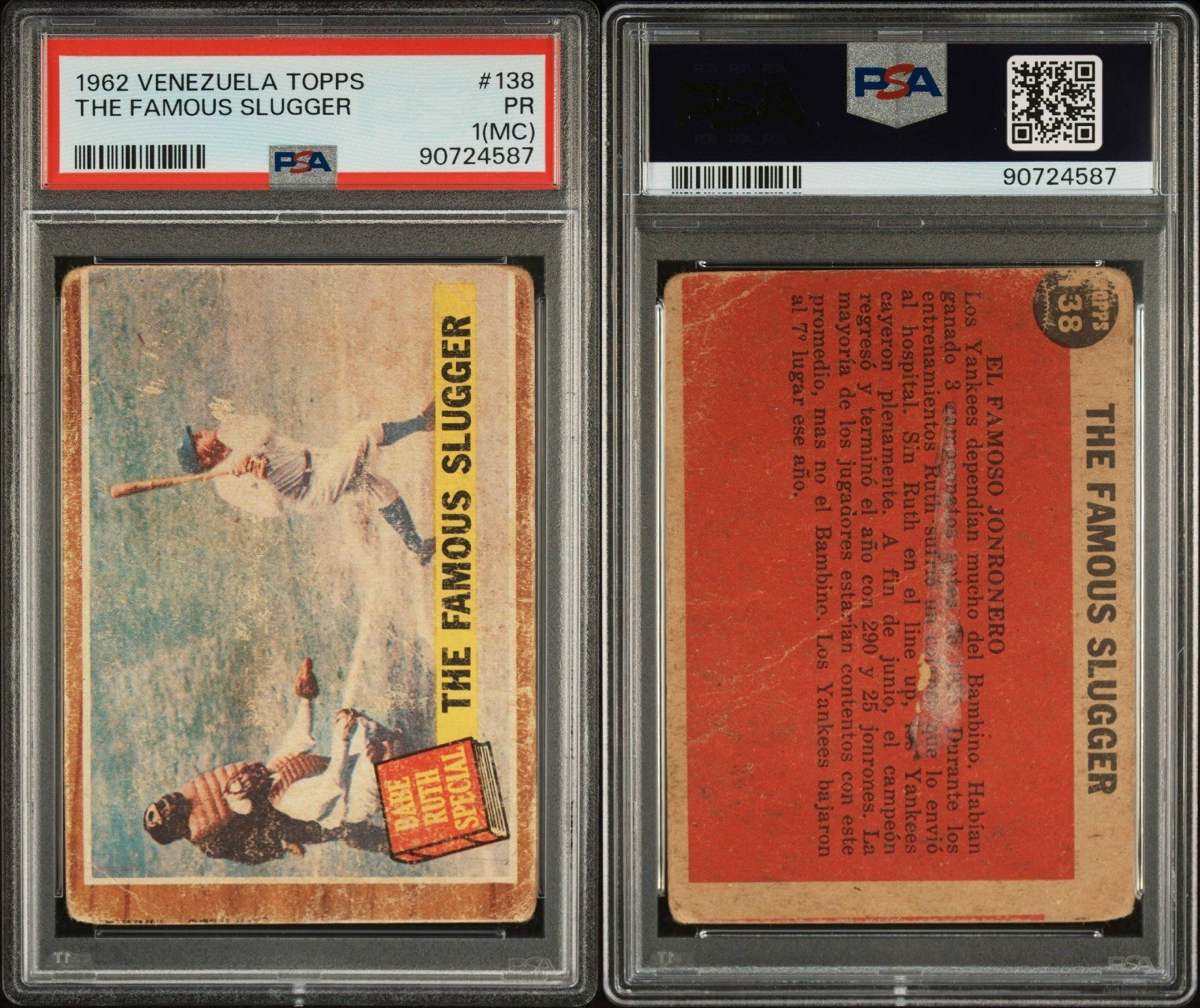 1962 Topps Babe Ruth Special Babe Ruth #138 Venezuelan PSA 1 (MC) view 3