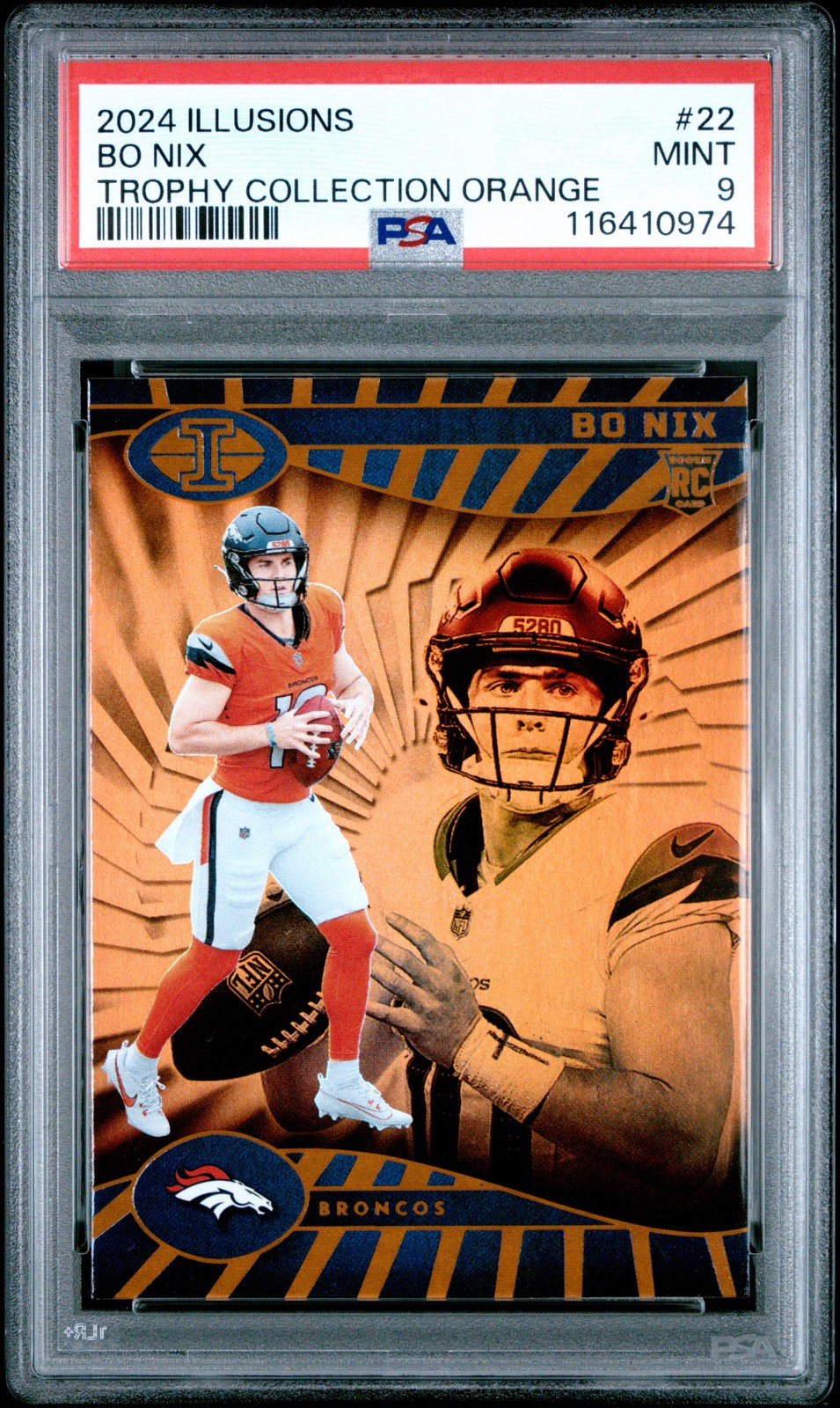 2024 PANINI ILLUSIONS TROPHY COLL ORANGE #22 BO NIX ROOKIE RC PSA 9