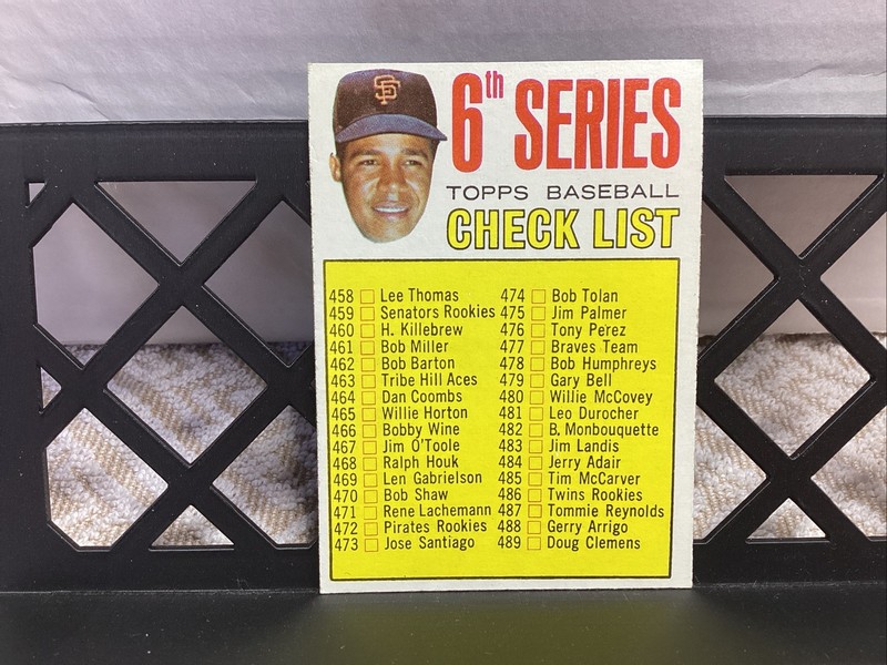 1967 Topps #454 6th Series Checklist, Juan Marichal, Giants Vintage EX SET BREAK