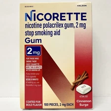 Nicorette Cinnamon Surge 2mg Coated Gum 100 Pieces Exp 12/2027+ NEW