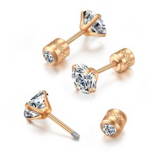 Flat Screw Back Stud Earrings 20G,Tiny Unisex Hypoallergenic Titanium Cartila...