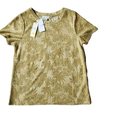 C & C California Top Medium Palm Tree Palms Beach Pea Green Texture NWT