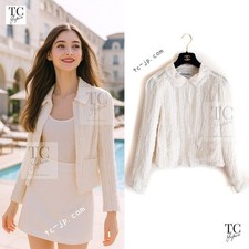 CHANEL 07C Ivory Creme Cotton Silk Cardigan Jacket Karl Lagerfeld 36 38 US4 6