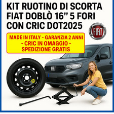 💥 Set Platzsparend Notrad Fiat Doblò 16” 5 Löcher Mit Cric DOT2025 🛞
