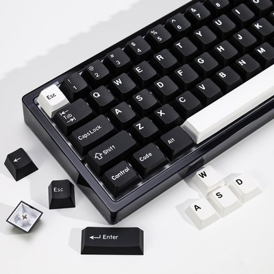 WOB Black White PBT Keycaps 174 Keys Cherry Profile Double Shot Gaming