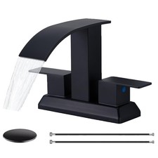 Matte Black 4 Inch Waterfall Bathroom Sink Faucet 2 Handles 2 or 3 Holes Cent...