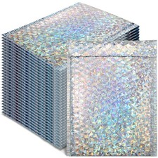 Fulmoon 30 Pieces Holographic Bubble Mailers 4x8 Inch Padded Mailer Holograph...