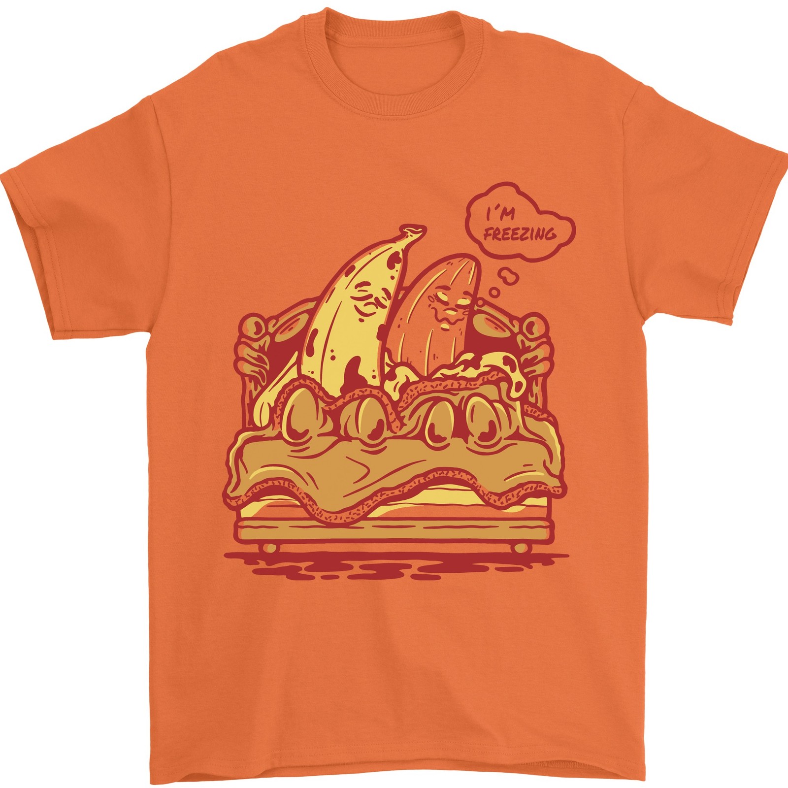 Un Naked Banana Frío IN Bed Camiseta Hombre 100% Algodón