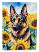 Caroline's Treasures German Shepherd in Sunflowers House Flag DAC6084CHF