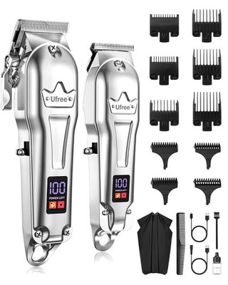 Cortadora de Pelo Profesional Inalambrica con Pantalla LED Color Plateado