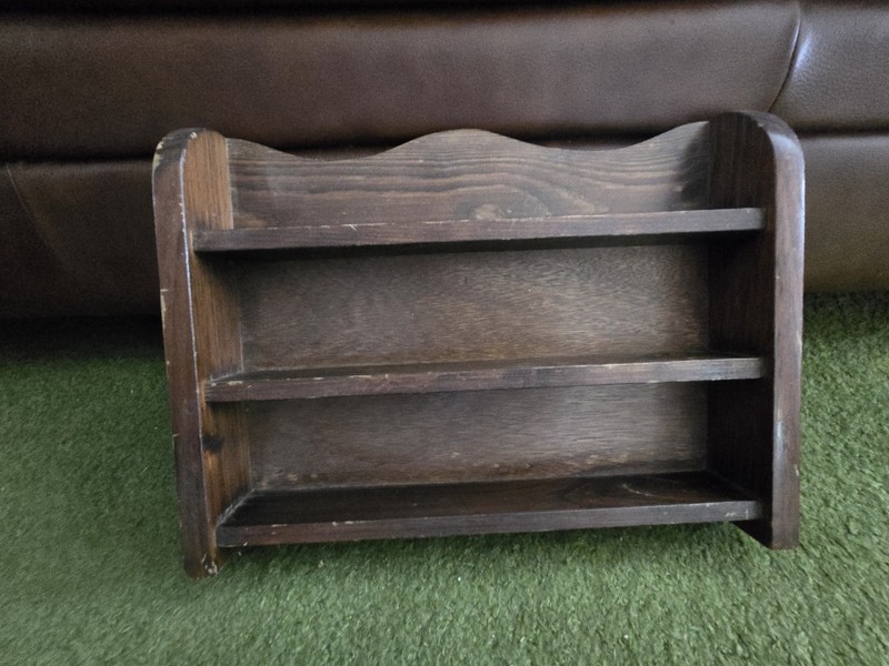 Vintage Rustic Wooden Spice Rack - 3 Tiet - Wall Mounting Country Kitchen Shelf
