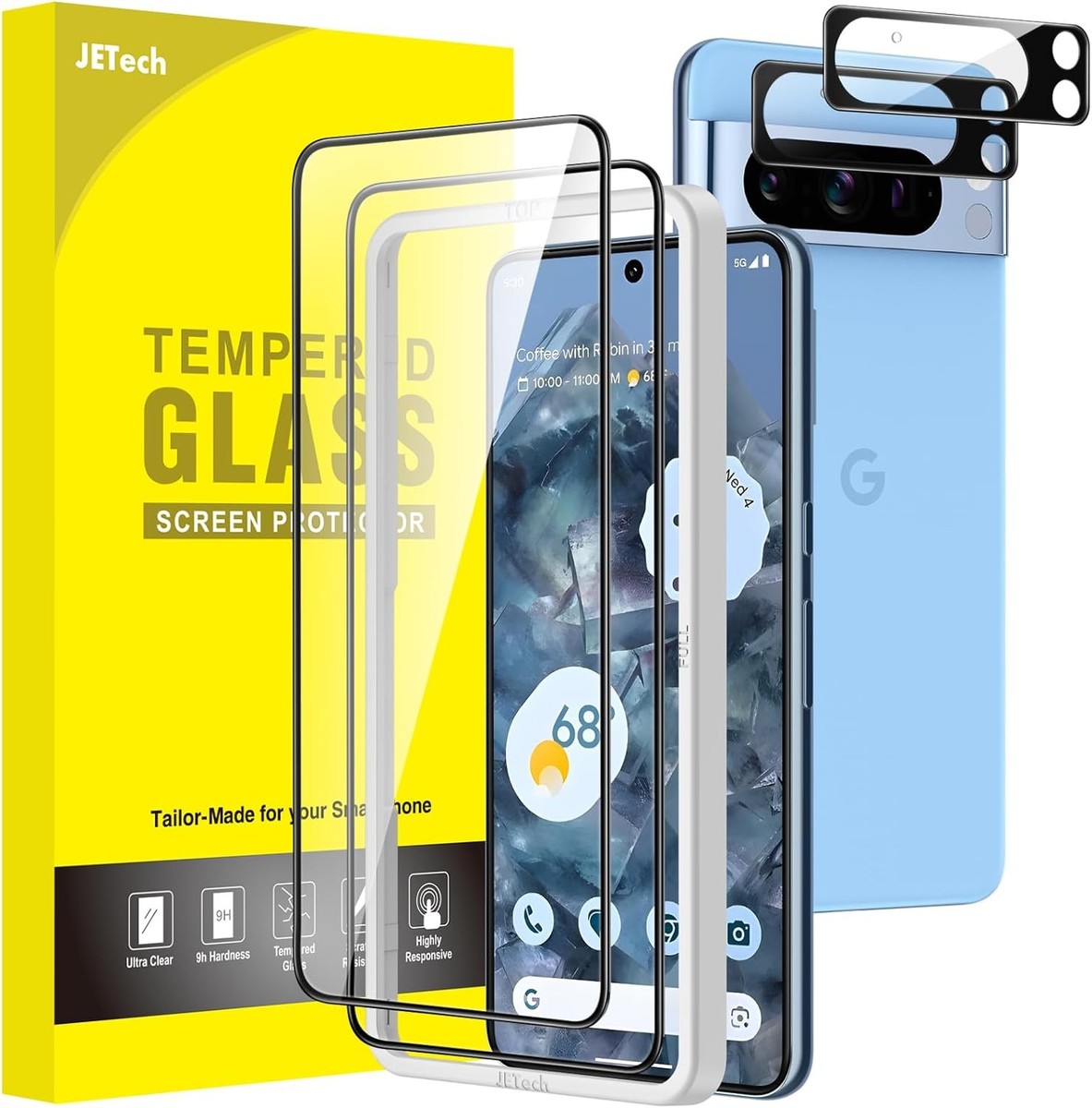 JETech Full Coverage Screen Protector for Google Pixel Pro with