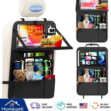 Effortless Install Backseat Car Organizer for Kids - 11 Pockets Foldable Tray