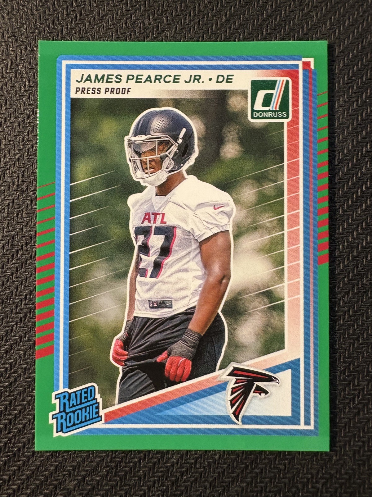 🔥 2025 Donruss James Pearce Jr 363 Rated Rookie Green Press Proof Falcons 🔥