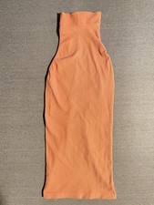 Ribbed Peach Bodycon Midi Dress Women’s S/P Sleeveless Stretch Fitted