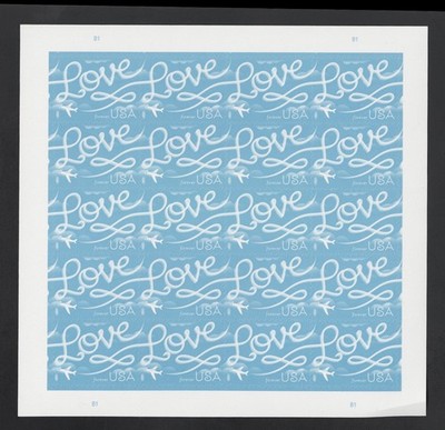 2017 USPS SHEET OF 20 FIRST CLASS LETTER STAMPS LOVE SKYWRITING 78¢