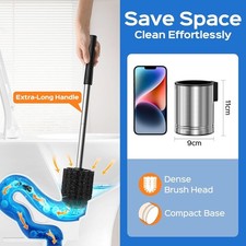 Toilet Bowl Brush Set:Compact Space-Saving Design, Hidden Holder Small Bathrooms