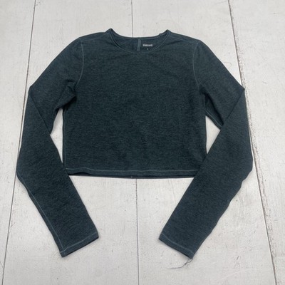 Girlfriend Collective Long Sleeve Crop Shirt Womens Small Green Heather Athletic