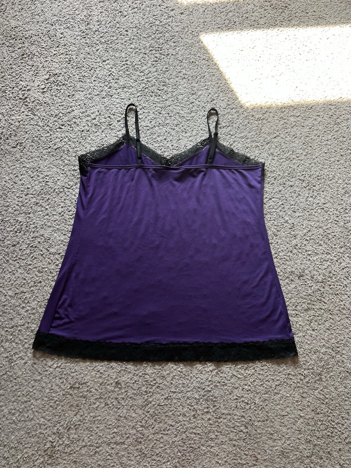 Camiseta sin mangas de moda Bug talla XXL negra púrpura correas de encaje hada gótica Y2K Foto 4 de 4