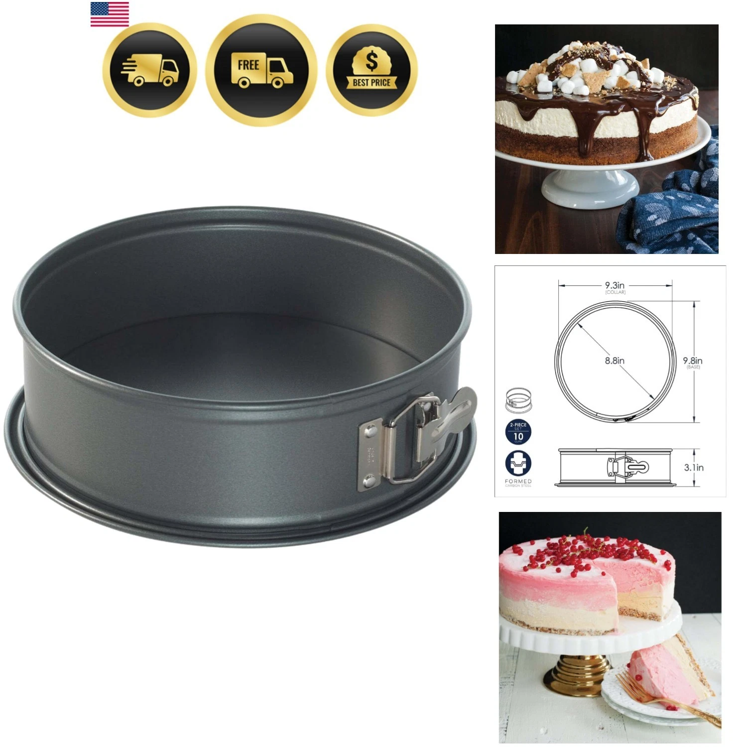 Springform, 2-Piece Set 9 Inch Pan, 10 Cup Capacity