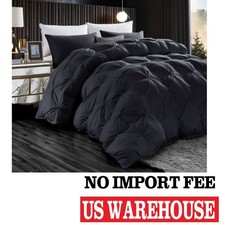 Luxurious All-Season Black Pinch Pleat Oversize Goose Down Comforter Duvet