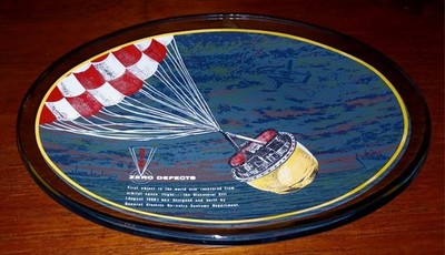 Vintage 1960 GE Discoverer XIII  * Exclusive Gift to Design Team Glass Dish NASA