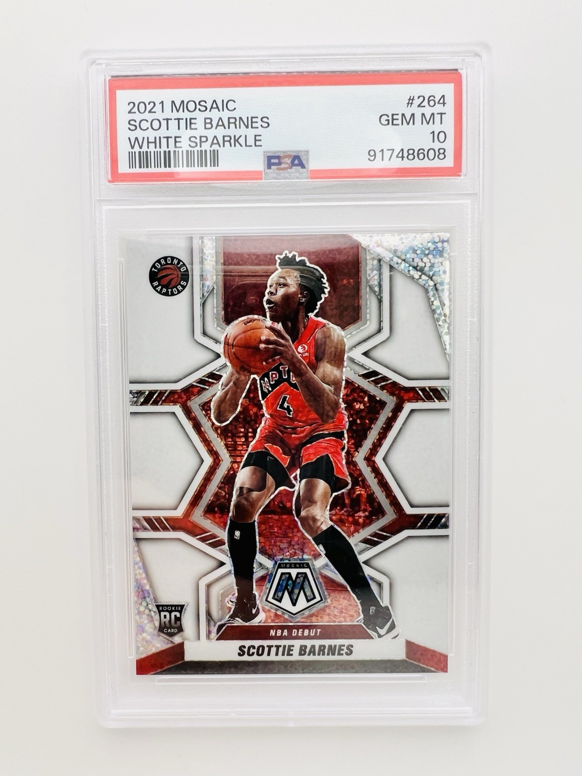 2021 Panini Mosaic - Scottie Barnes #264 NBA Debut White Sparkle (RC) PSA 10